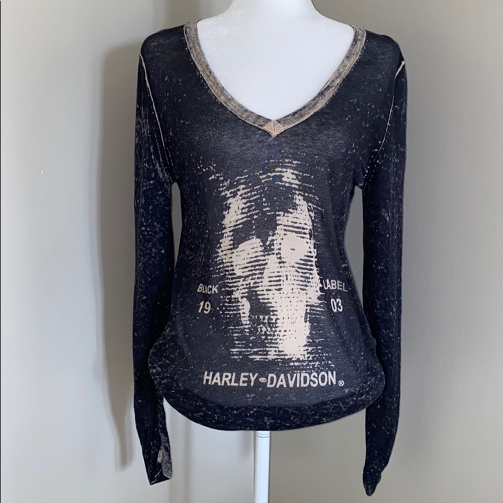 Harley Davidson L/S Extra Long Skull Fashion Top